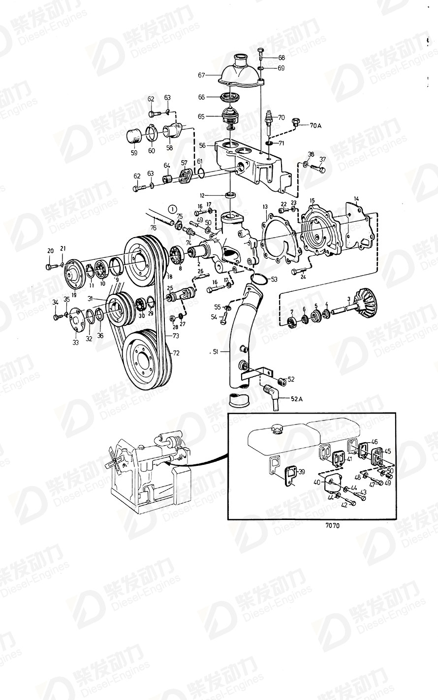 VOLVO Thermostat housing 465052 Drawing